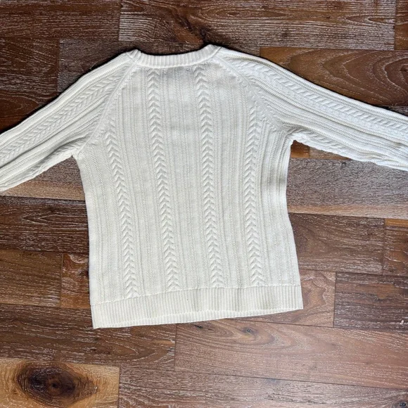 Lands’ End Cotton Cable Knit Sweater Top / Cream Ivory / Women’s S. - Picture 6 of 6